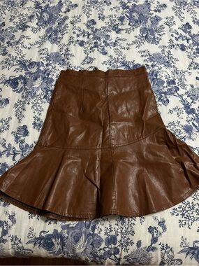 Women’s Brown Faux Leather Flared Skirt